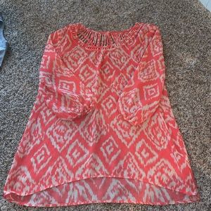 Peach 3/4 Sleeve Flowy Shirt